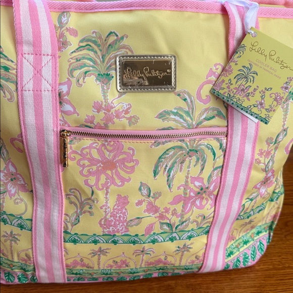 NWT Lilly Pulitzer Tropical Oasis Large Cooler Bag Canvas Tote w/ Matching Pouch - Picture 3 of 16